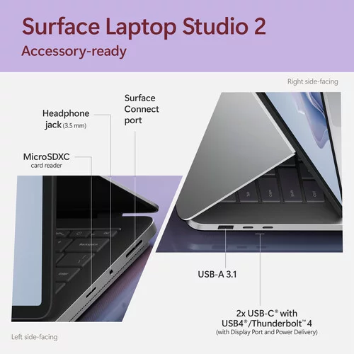 Microsoft Surface Laptop Studio 2 14.4" Tablet 2-in-1 Laptop 120Hz Intel Core i7-13700H 16GB RAM 512GB SSD NVIDIA GeForce RTX 4050 6GB Platinum - Imagen 12
